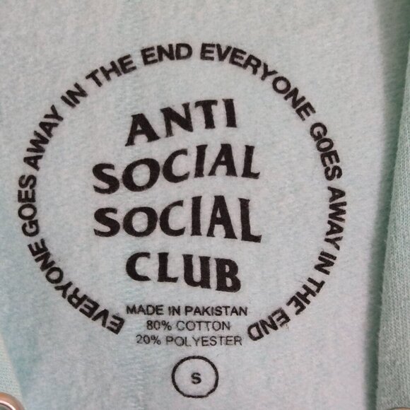 Anti Social Social Club Mint Pink Hoodie "I See Right Through You" Size S - Picture 5 of 6